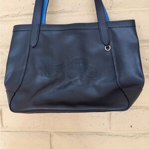 Coach Navy Blue Leather Tote